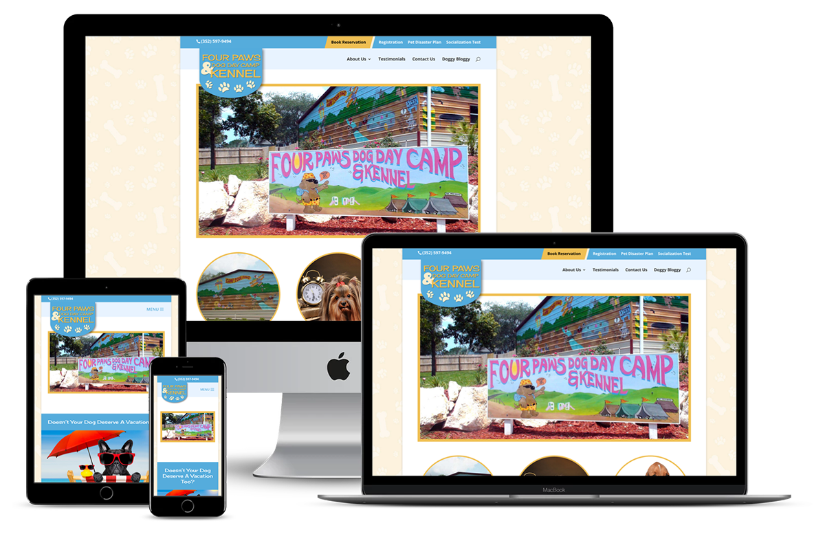 Four Paws Dog Day Camp and Kennel — Brooksville, FL Website Design