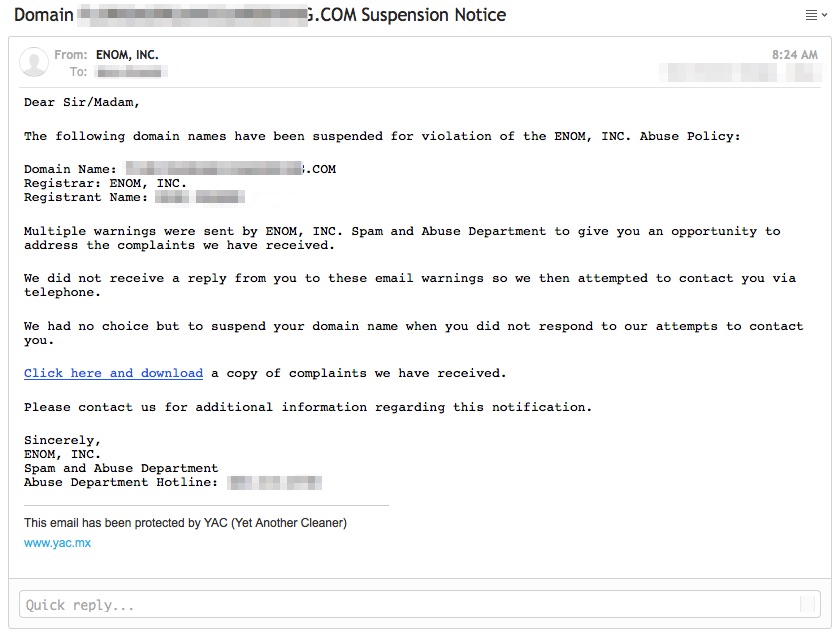 Account Suspension Email Template