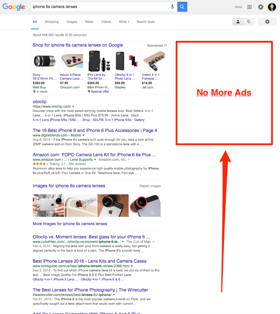 Google Removes Ads in Search Engine Results Pages