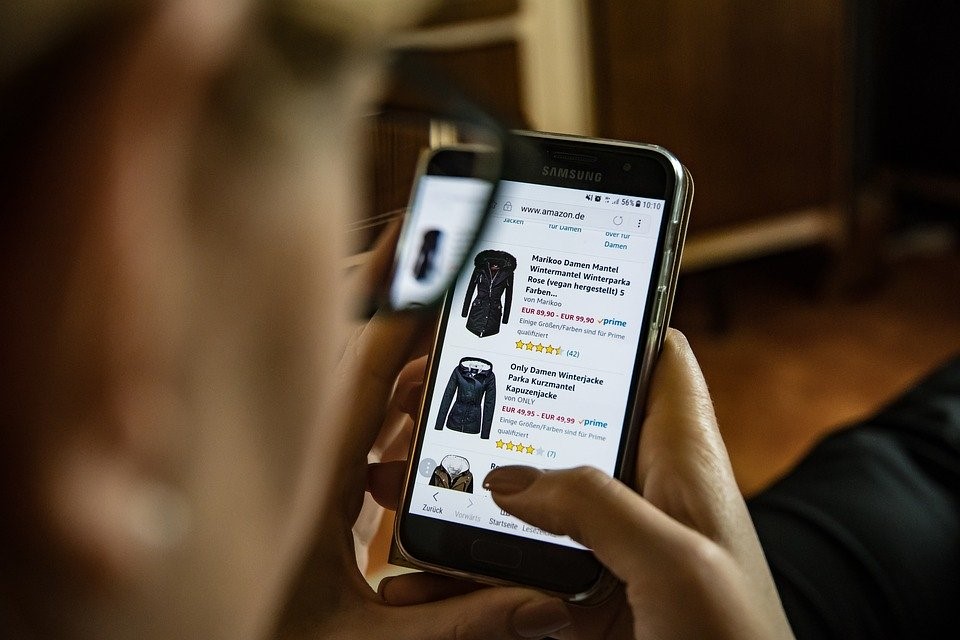 Person shopping online on a mobile device