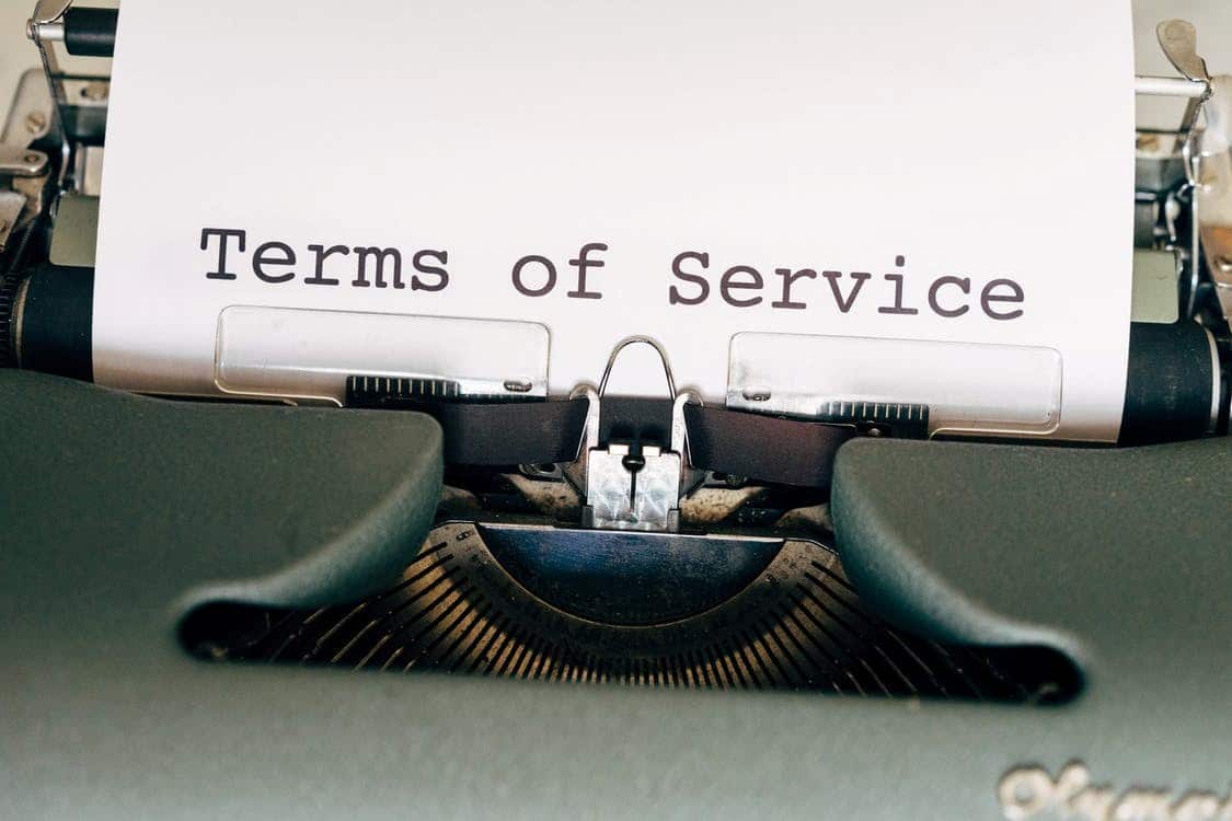 Defining the terms of service for website